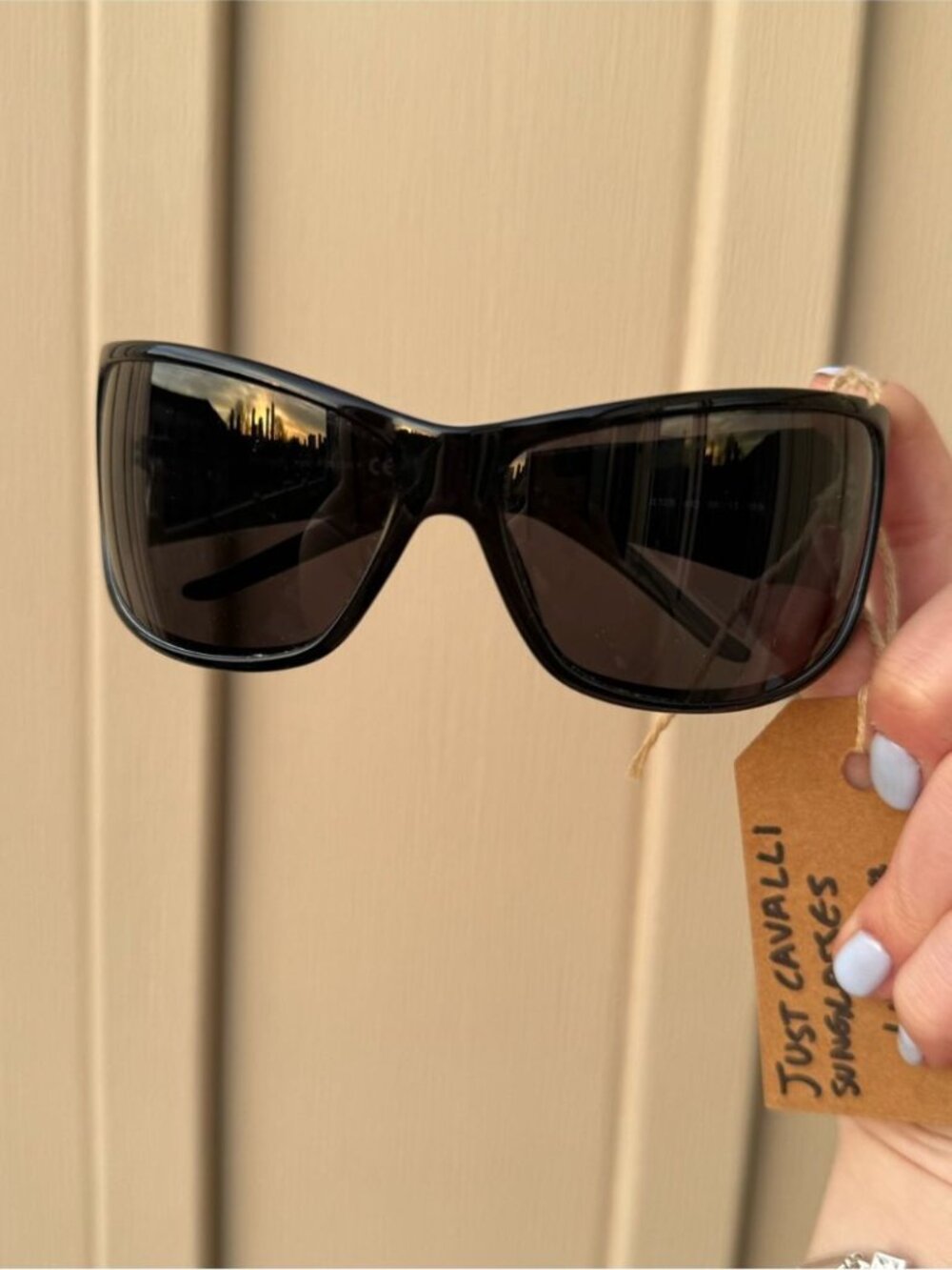 Just Cavalli Y2K Black and White Logo Oversized Sunglasses - Picture 3 of 9
